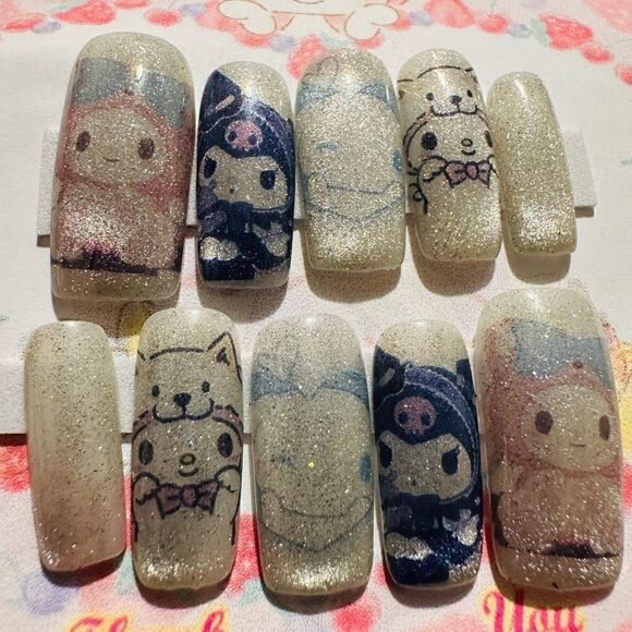 10PcsâPressâOn
Nails/silverâGlittersâprintâstatementânailsâinspiredâbyâmyâmelody - Picture 17 of 17